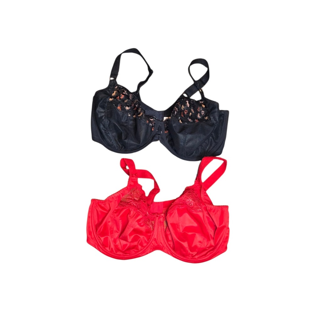 Elomi Bra Lot of 2 38I Underwire Full Coverage Support Lace Bras Red Black